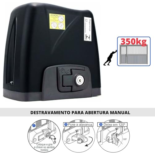 Motor Portão Rossi DZ Atto Turbo 350Kg 1/5 Deslizante Automático de Correr Eletrônico Com Abertura R