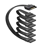 Menewstart Sata Power Splitter Cable 5.5 inches, 6 Way, Black, 15 Pin SATA Cable 1 to 6 for HDD, SSD, Optical Drives, Power Connector for Extension Cable