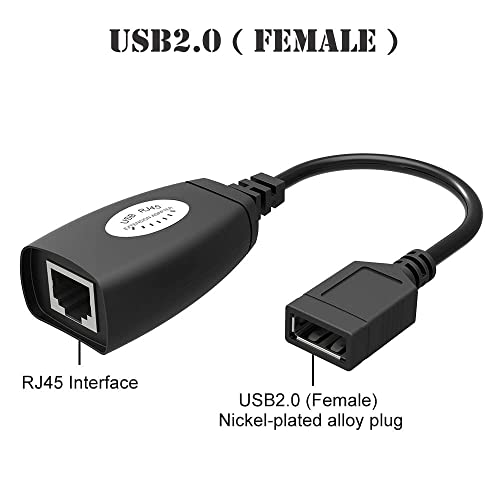 MESHIV 150 Ft USB (Male) to RJ45 + USB (Female) USB Over Cat5/5e/6 Extension Adapter RJ45 -Up to 150ft Length USB LAN Extender for USB Cameras... - Image 2