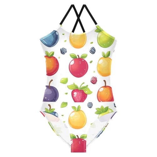 Pigsaly Girls One Piece Swimsuits Cute Peach Blueberry Pear Mango Gummy Jelly Candy Kids Cross Back Swimwear Bathing Suit 3T