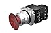 Siemens 52PR8GRG Heavy Duty Illuminated Twist-to-Release Unit, 30mm, Red, 1-3/4" Plastic Mushroom Head, Maintained, 2NC Contact, 120V AC Transformer, Incandescent Bulb, Chrome, Watertight/Oiltight
