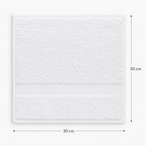 Image of Sulfar 100% Terry Ring Spun Cotton Face Towel - Quick-Dry, Highly Absorbent (480 GSM) (30 x 30 Cm) White (Pack of 2)