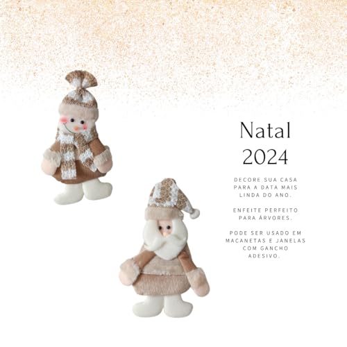 Kit 2 Enfeites de Natal de Pendurar, Papai Noel e Boneco de Neve, 13 x 23cm, Decoração Natalina para