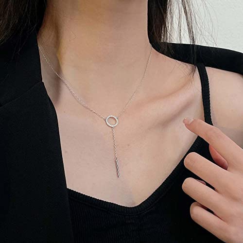 s925 sterling silver naszyjnik naszyjnik z cyrkonią okrągły wisiorek łańcuszek do obojczyka uniwersalne proste akcesoria