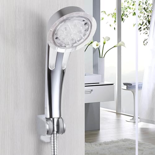 Cabezal de ducha LED manual cromado con 3 temperaturas miniatura 4