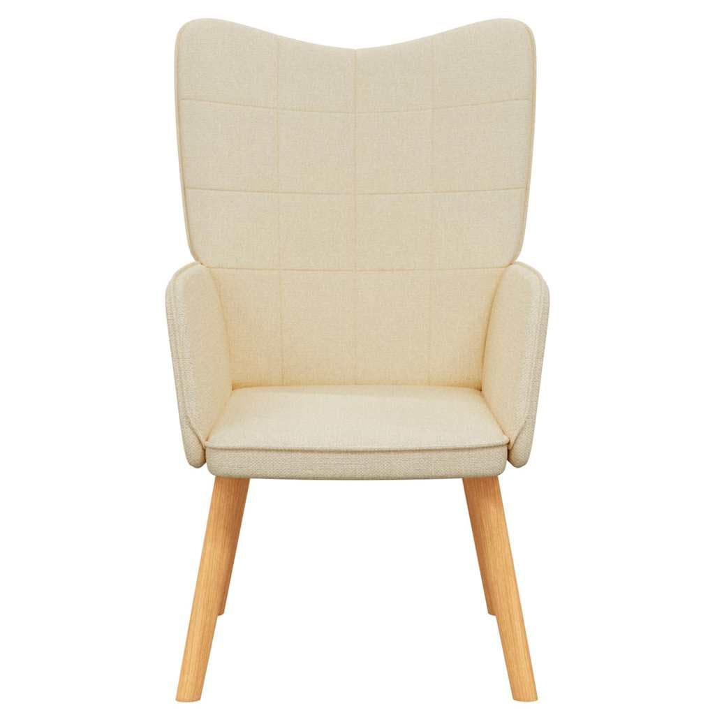 Sillón de relax de tela crema, moderno acento para salón, dormitorio, rincón de lectura, cómodo sillón tapizado con patas de madera, 61,5 x 69 x 95,5 cm