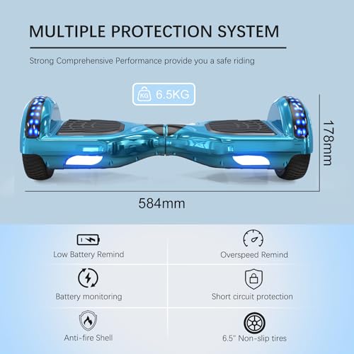 RCB Hoverboards for Kids and Adults 6.5 inch, Hoverboards with Bluetooth - Speaker - Colorful LED Lights, Hover Board Gift for Kids and Teenager - Image 5