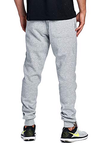 PROGO USA Men's Joggers Sweatpants Basic Fleece Marled Jogger Pant Elastic Waist (2X-Large, Heather Grey)