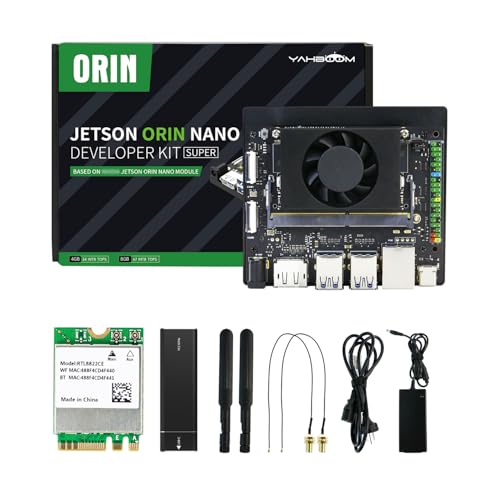 Image of Yahboom Jetson Orin Nano Super 4GB RAM Development Board Kit, 34TOPS, with 48W Power Supply, Wireless Network Card, Enclosure