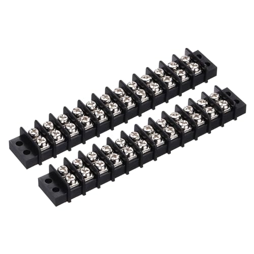 MECCANIXITY Terminal Block 300V 20A Dual Rows 12P Circuit Screw Terminals Barrier Strip PA66 for Wire Connect, 131mm x 21mm x 13mm