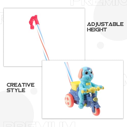 Image of Toyvian Plastic Baby Push Toy Toddler Pull with Handle Basket Pull Along Music Puppy Push and Walking Baby Walk Behind for Infant Learning Walker 19.6 Inch