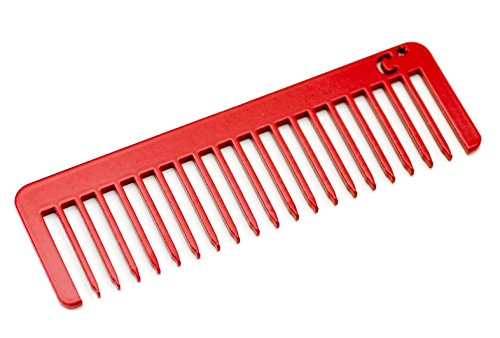 Chicago Comb Short Model No. 5 Cardinal Red, 4 inches (10 cm) long, Made in USA, wide-tooth comb, ultra smooth coated stainless steel, unbreakable, perfect pocket & travel comb, ideal beard comb
