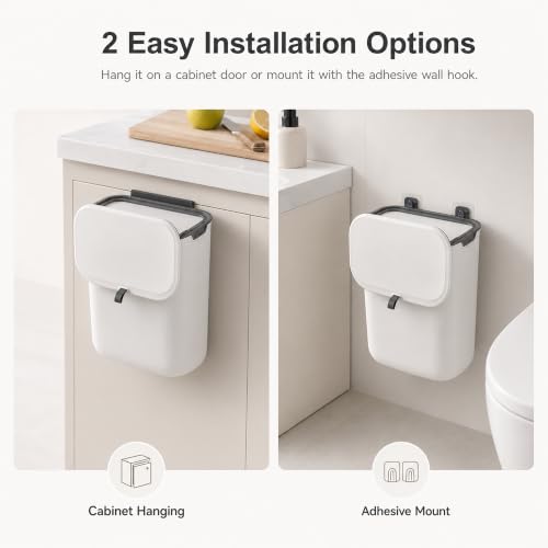 Caneca de basura rectangular compacta 7L blanca miniatura 4