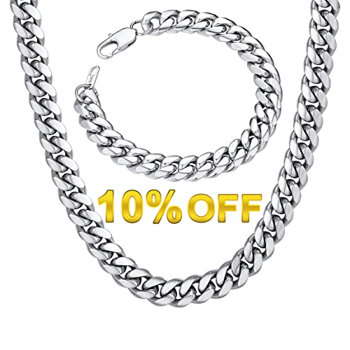 Chainspro 10Mm 30 Inch Cuban Chain Necklace 21Cm Men Bracelet #TOP13