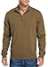 NITAGUT Mens Slim Fit Quarter Zip Mock Neck Polo Sweater Casual Long Sleeve Sweater and Turtleneck Pullover Dark Khaki, 3X-Large