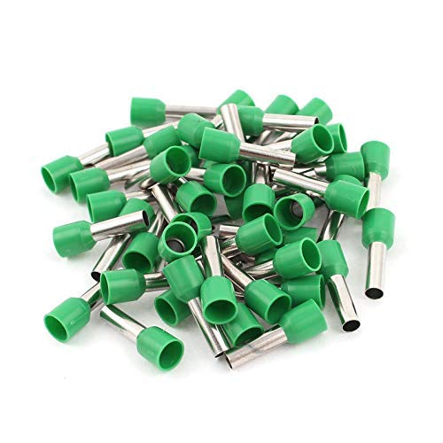 Image of SAFE HOME PRO 100 Pcs 6.0mm Ferrule Copper Crimp Connectors Lugs End Termnal,Green Insulated Crimp Pin Terminals Copper Crimp Ferrules Wire Cord Pin End E6010 For Multiple Application (6mm) Green)