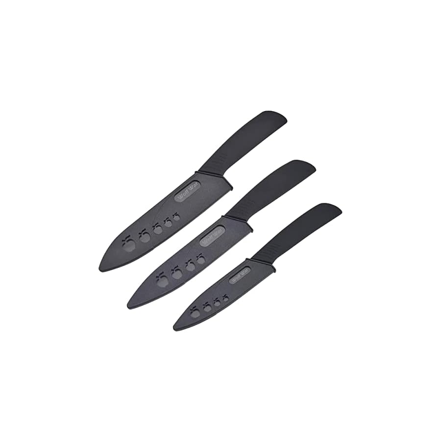 Kitchen Ceramic Knife Set Professional Knife With Sheaths, Super Sharp Rust Proof Stain Resistant (6" Chef Knife, 5" Utility Knife, 4" Fruit Knife)
