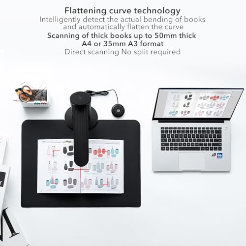 Savornest K2 Dokumentenscanner 23 MP: Automatisches Flachrechnen bis zum A3-Format Buchscanner OCR in Echtzeit für Windows Mac, SDK & Twain für Büros, Klassenzimmer und eBook