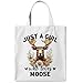 WAITPI Moose Canvas Tote Bag Gifts for Women Moose Lovers Owner, Cute Floral Who Loves Animal Tote Bags, Funny Christmas Aesthetic Reusable Tote Bag for Shopping Camping