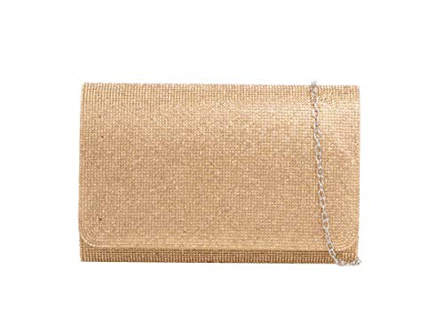 Sac à main à bandoulière pour femme avec strass, doré Cover