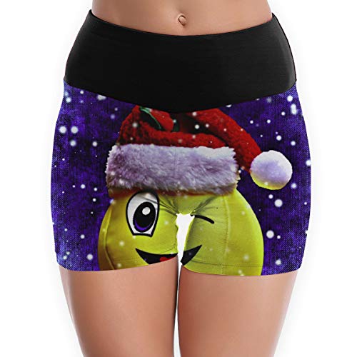 Arthur Women's Stretch Athletic Workout ShortsChristmas smiley snow funny laugh wink santa hat-1264061Workout Yoga Shorts L