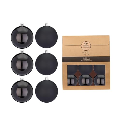 Kunststoff Weihnachtskugeln | Set mit 13 Kugeln 6cm | Christbaumschmuck Weihnachtsschmuck bruchfest (schwarz)