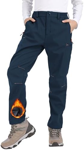 Djtnzdm Kinder Skihose Gefütterte Hose Softshellhose Atmungsaktiv Winddicht Winter Schneehose Jungen Thermohose Mädchen Warm Outdoorhose Wanderhose