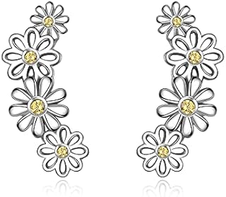 VONALA 925 Sterling Silver Ear Climber Earrings with Cubic Zirconia Jewellery for Women Girls