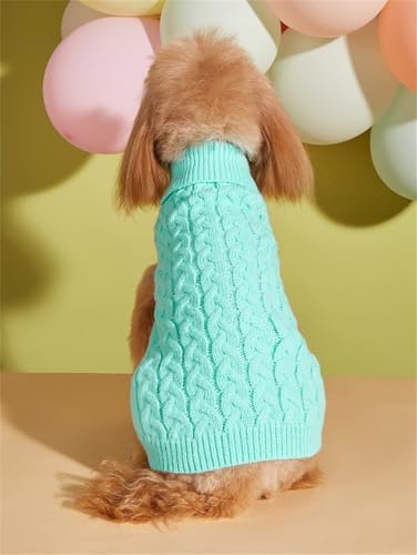 FANSU Hundepullover Kleine Hunde, Hunde Pullover Waschbar Hundepulli, Weich Einfarbig Strickpullover Hunde Shirt Elastisch Warmer Hunde Pullis, Strickpullover mit Beinen (S,Blau)