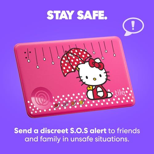 Image of Life360 Tile Starter Pack - Bluetooth Trackers and Item Finders for Keys, Wallets & More. Both iOS and Android Compatible. Phone Finder. 2-Pack, Mate /Slim (Tile x Hello Kitty: Rainy Day Adventures)
