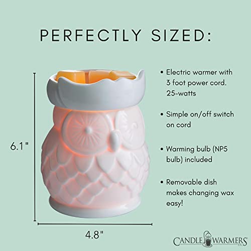 Candle Warmers Etc. Illumination Fragrance Warmer- Light-Up Warmer For Warming Scented Candle Wax Melts And Tarts Or To Freshen Room, Porcelain White Owl #TOP3