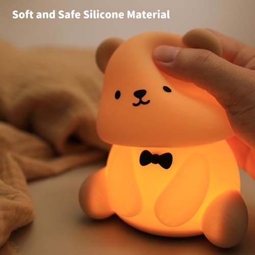 Image of Led Cute Teddy Bear Night Light, Dimmable Nursery Kawaii Lamps, Super Squishy Silicone USB Rechargeable Touch Control Night Lamp, Used for Camping Party Room Decor (Teddy Bear)
