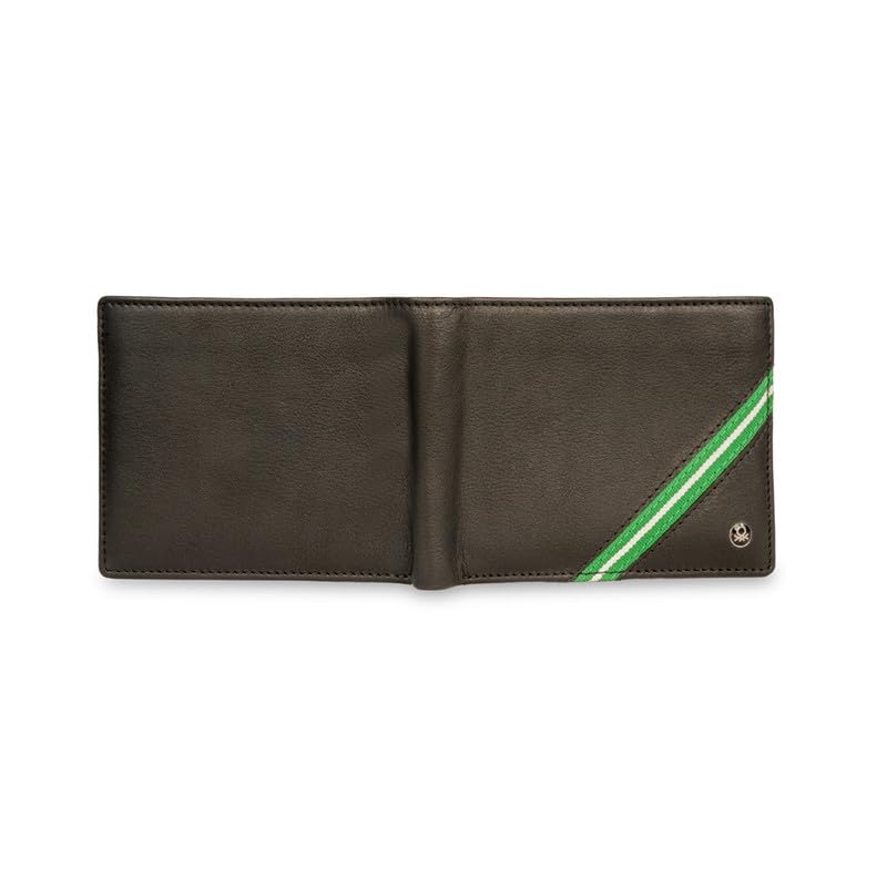 Image of UNITED COLORS OF BENETTON Men RFID Protected Bonaire Passcase Wallet - Black, No. of Card Slot: 12 | Tape Inlayed Passcase Wallet with Side Closure | Leather