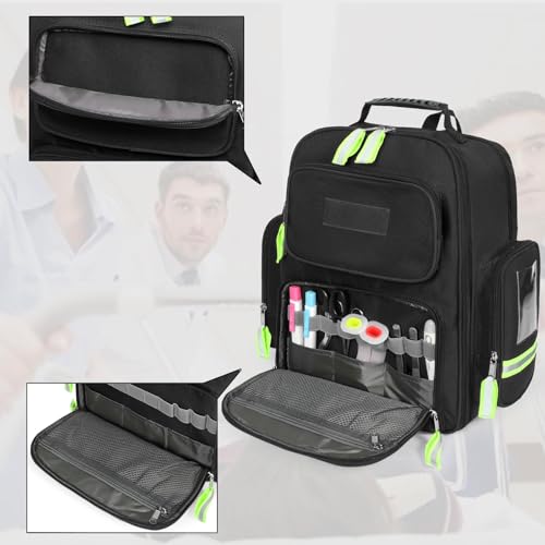 Image of Gatycallaty First Aid Backpack Emergency Medical Backpacks Empty Waterproof Survival Bags Trauma Bag for Nurses Home Car (Black)