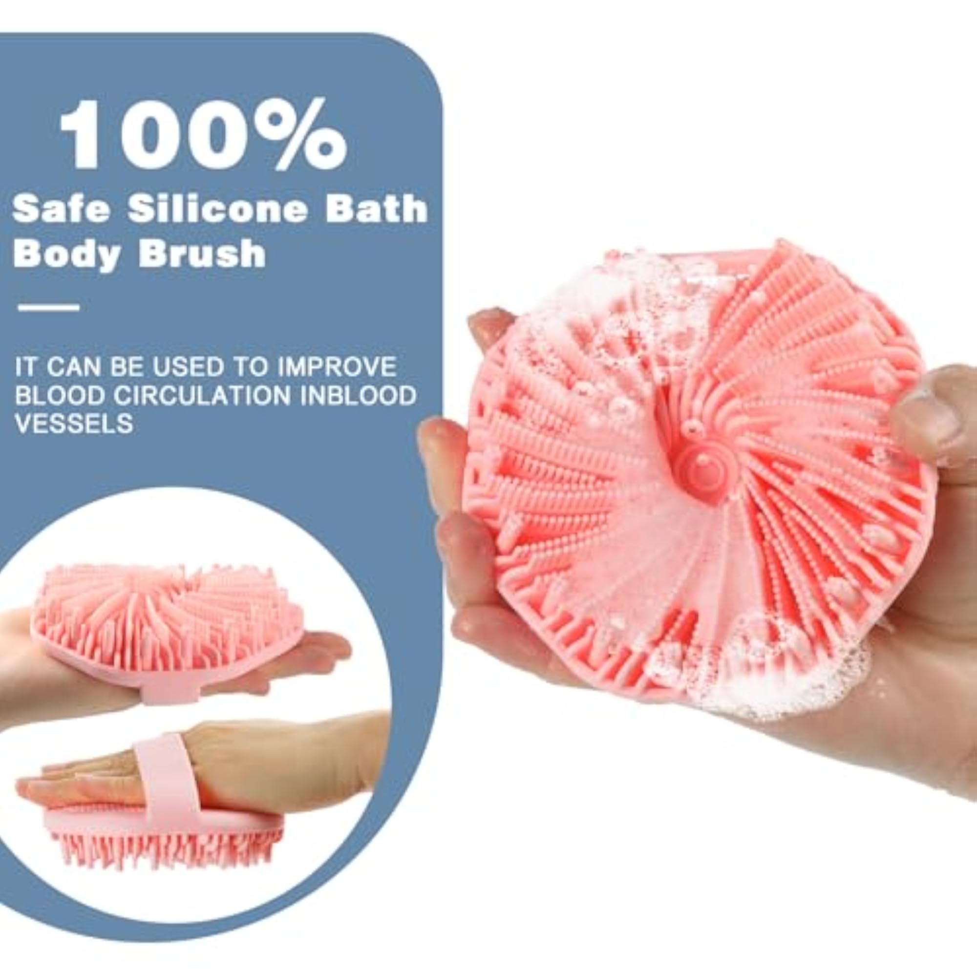 2 Pack Silicone Body Scrubber, Gentle Exfoliating Bath Brush