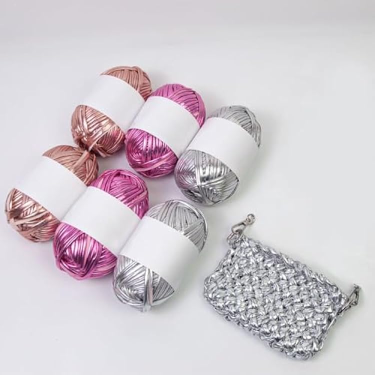 40meter Metallic Tshirt Yarn Polyester Crochet Knitting for Crochet Bag Black Craft Ribbon Roll