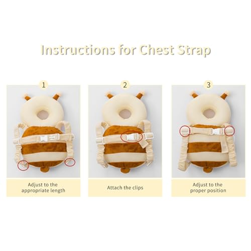 Image of Baby Head Protector Backpack,Toddler Head Protector Padded Backpack Elasticated Carrier Wear,Breathable Polyester Mesh, Lightweight, Suitable for Summer(Bee)