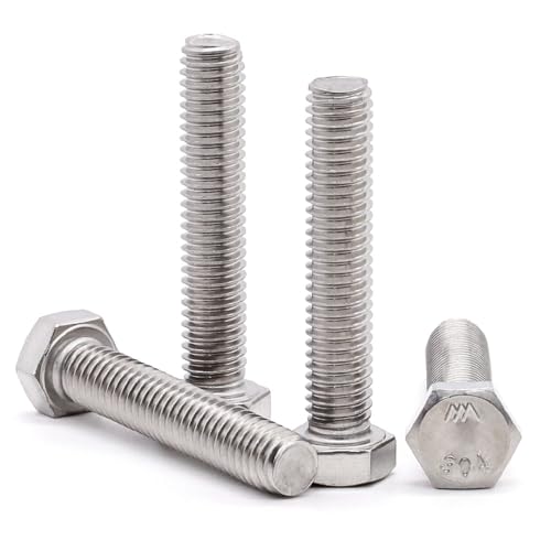 Image of #10-24 x 1-1 /2 inch (30 pcs) Stainless Steel Hex Head Screws Bolts (3 /8 inch to 6 inch Available), 18 /8 Stainless Steel 304, Fully Threaded, Machine Coarse Thread, No Coating, Plain Finish