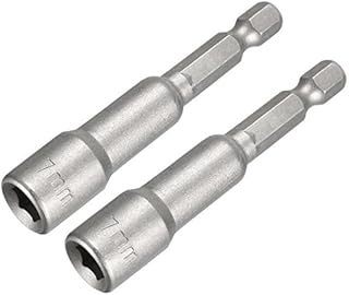 sourcingmap 2 Pcs 1/4" Quick-Change Hex Shank 8mm Magnetic Nut Setter Driver Drill Bit, 42mm Length, Metric, Sandblasting