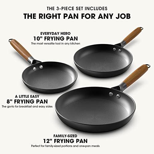 Imarku Nonstick Frying Pan Set 3 Pcs - 8 Inch, 10 Inch And 12 Inch Cast Iron Skillets Professional Non Stick Frying Pans Cast Iron Pan Set Frying Pan Set, Pot Set With Removable Handle #TOP1