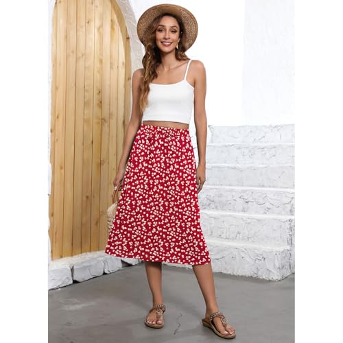 Image of Witsmile Flowy Skirt Elastic High Waist A-Line Skirt with Pockets Bohemia Cover-up for Women 2026 Trendy(S-2XL)