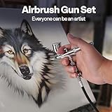 Airbrush Kit 0.3 mm Airbrush Gun Dual-Action Gravity Feed Kit, 1/2 & 1/4 OZ Fluid Cup, 0.2 mm & 0.5 mm Nozzles Needles Air Caps for Nail Art Painting Makeup Cake - Image 7
