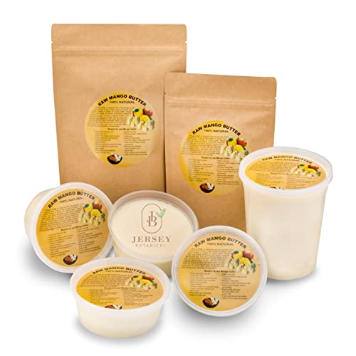 Jersey Botanical Raw Mango Butter Is Unrefined, 100% Natural, Non-Greasy Base For Any Any Beauty Cometic Products. Ideal For Hair, Skin, And Body. Imported From India. (12 Oz.) #TOP6