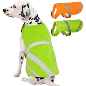 Kuoser Reflective Dog Vest, High Visibility Safety Vest for Medium to Large Dogs, Lightweight Pet Reflective Vests for Hunting Outdoor Activities Walking at Night, Fluorescent Green 3XL XXX-