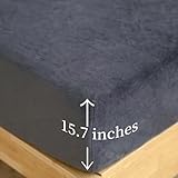 SDY Fleece Fitted Sheet only Queen Size with Deep Pocket 15.7”，No Pilling Fluffy Grey Queen Bottom Sheet Fit Mattress Up to 14”-16”,Wrinkle Free, Breathable for Warm Winter