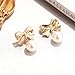 Pink Bow Earrings for Women Trendy Stuff Cute Bow Pearl Drop Dangle Earrings Bowknot Stud Wedding Party Daily Jewelry Accessory Gifts Christmas Stocking Stuffers