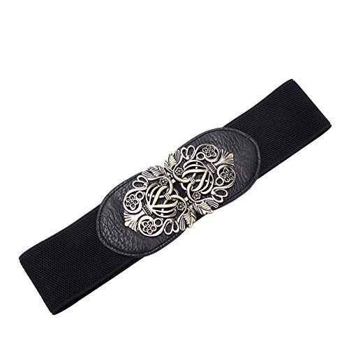 Women Retro Style Stretchy Waist Belt Vintage Elastic Wide Dress Belts3
