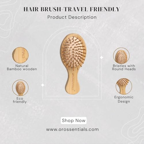 Image of Mini Travel Size Hair Brush for Women /Men /Kids,Small Pocket Paddle Bamboo Brush for Detangling Wet and Dry All Hair Types