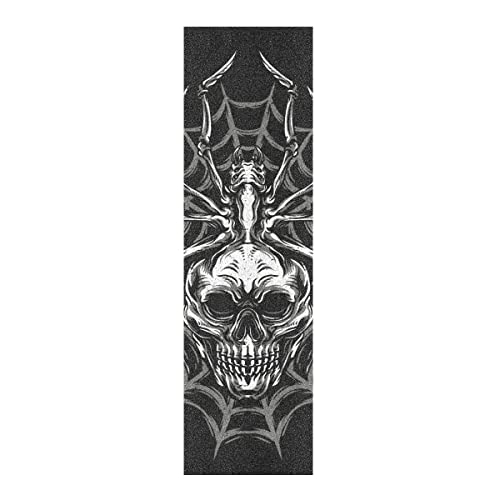 BEUSS Totenkopf Spinnennetz Schwarz Muster Skateboard Griptape Rutschfest Selbstklebend Longboard Griptapes Aufkleber Griffband(84 * 23cm 1pcs)