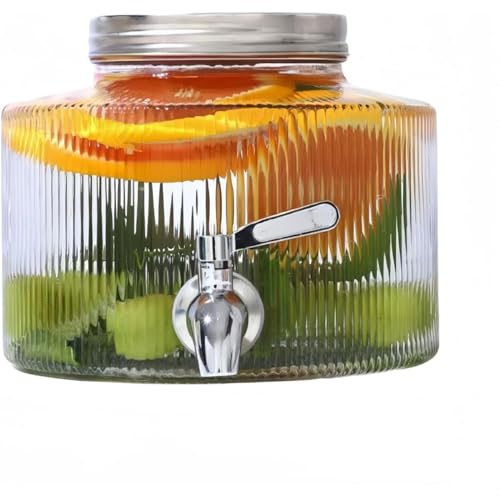 Nicffdi ドリンクサーバー ガラスドリンク サーバー 蛇口付き大容量 (2.5L 4L 6L) プラムワインジュースビールフルーツジャグフルーツワインボトル貯蔵容器密閉 (A,2.5L)